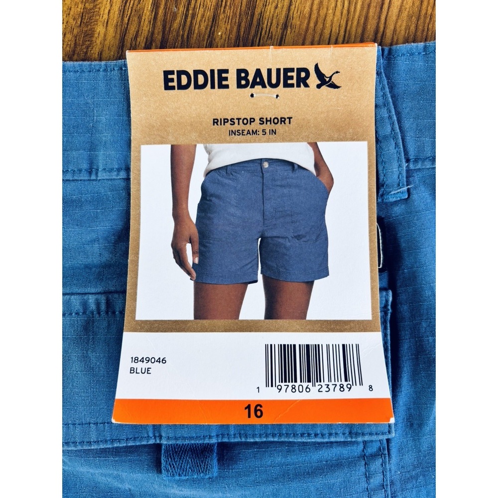 EDDIE BAUER Size 16 Women's Adventurer Stretch Ripstop Shorts Bluebird Blue
